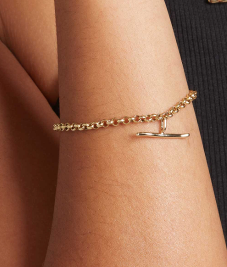 HoopLa - T Bar Toggle Steel 14K Gold or Two tone bracelet
