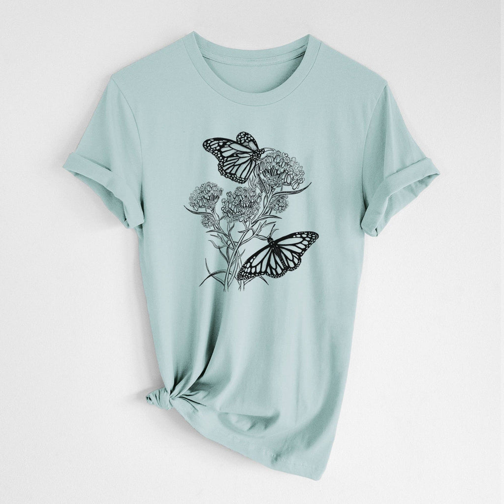 Because Tees - Narrowleaf Milkweed with Monarchs - Lightweight 100% Cotton Unisex Crewneck