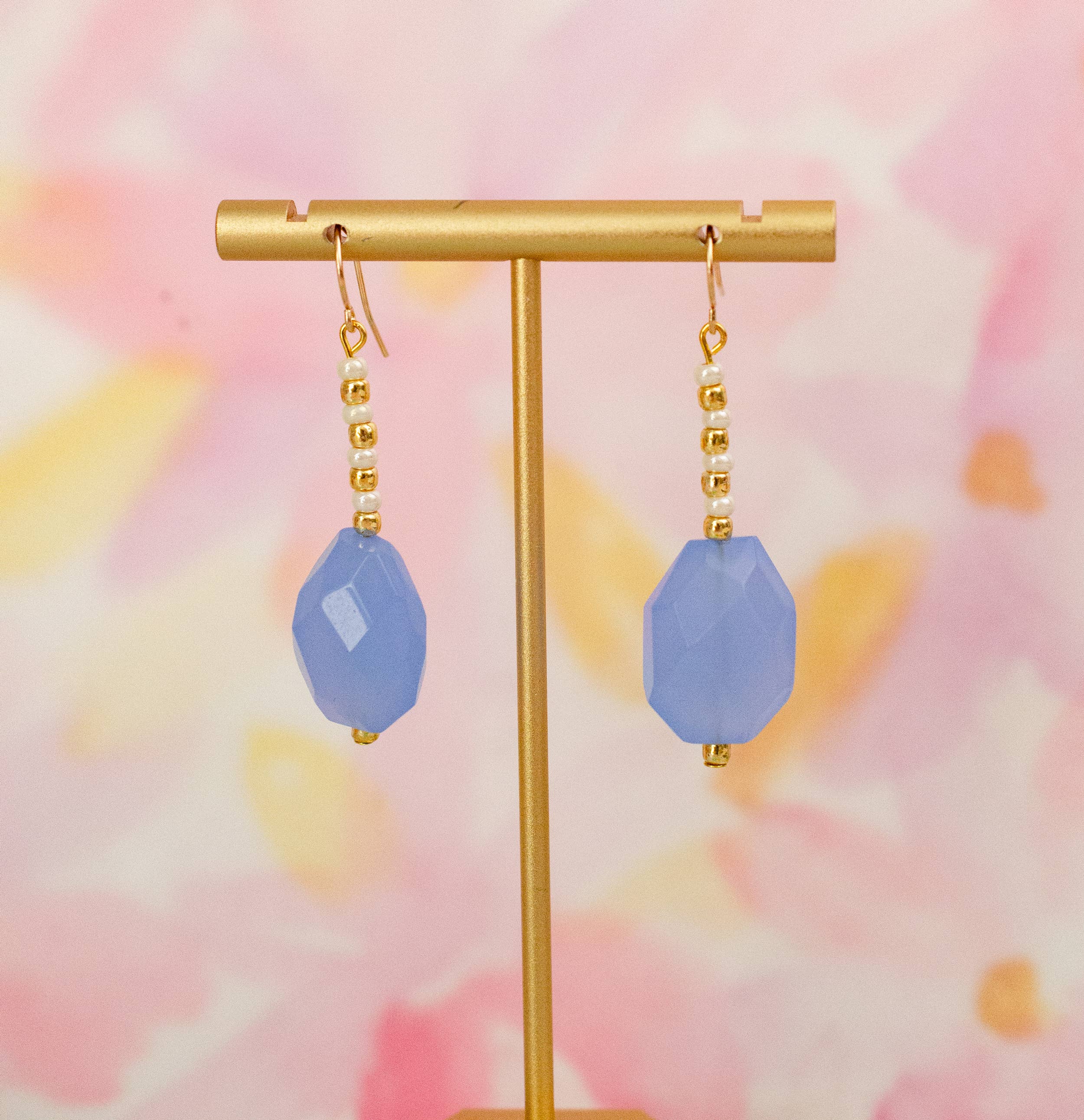 Blue Chalcedony Faceted Earrings
