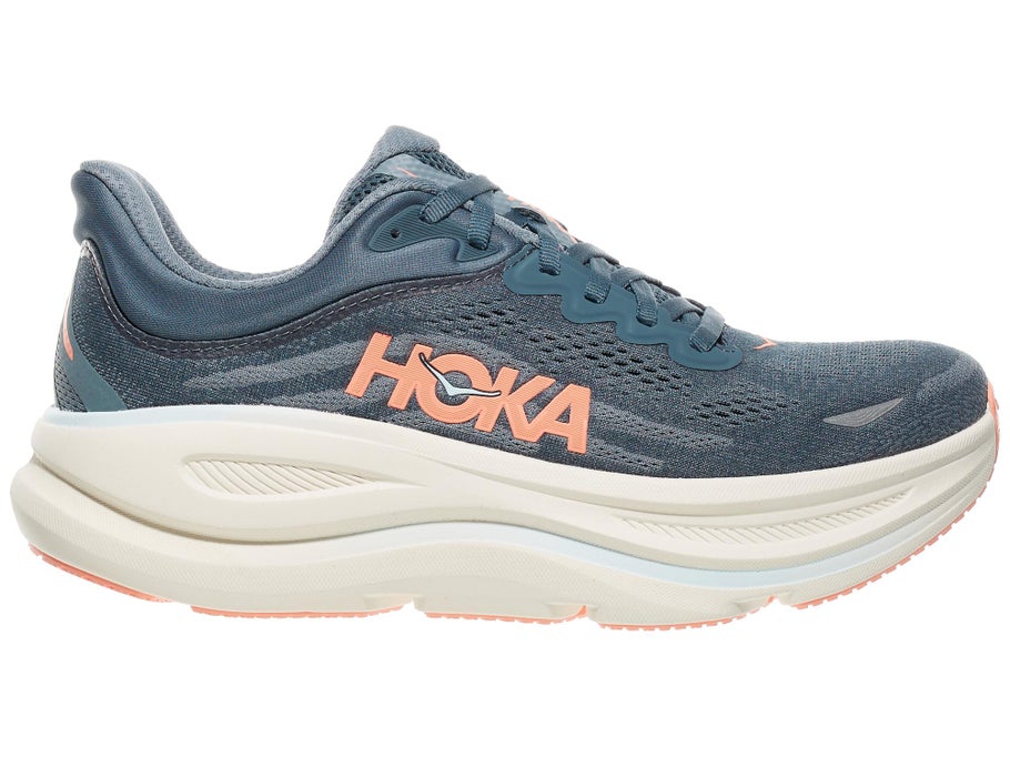 Blue running shoe with 'Hoka' branding on a white background