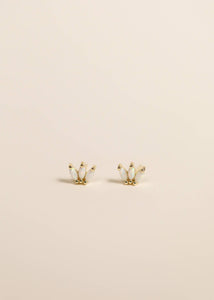 Opal Crown Stud Earrings | White