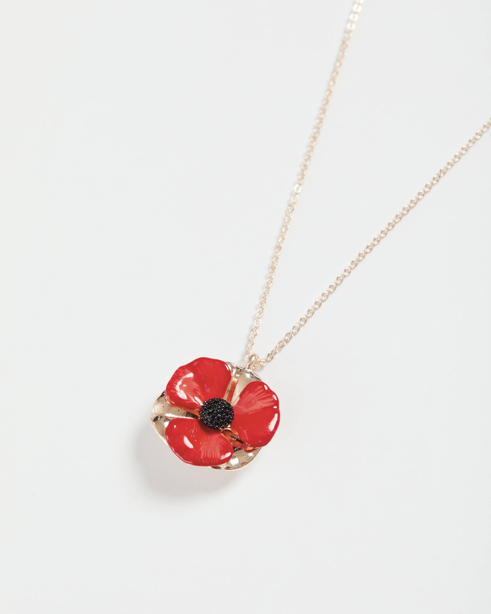 Fable England - Enamel Poppy Long Necklace