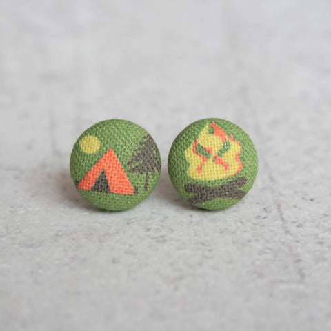 Camp Fabric Button Earrings