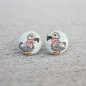 Dapper Dodos Fabric Button Earrings