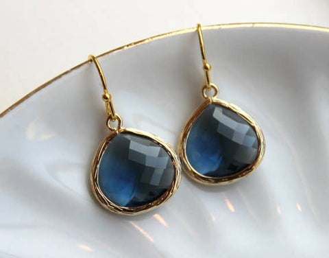 Large Sapphire Navy Blue Earrings