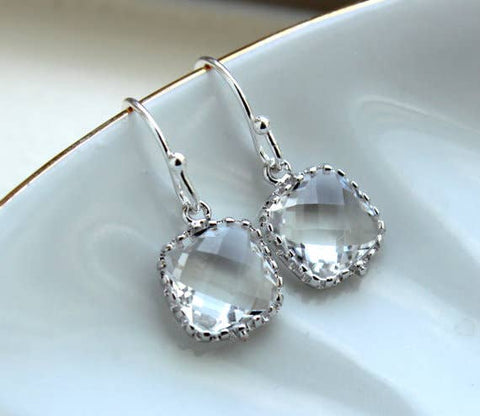 Dainty Silver Crystal Earrings