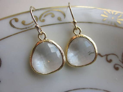 Gold Clear Crystal Earrings