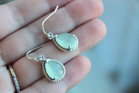 Silver Soft Mint Earrings Seafoam