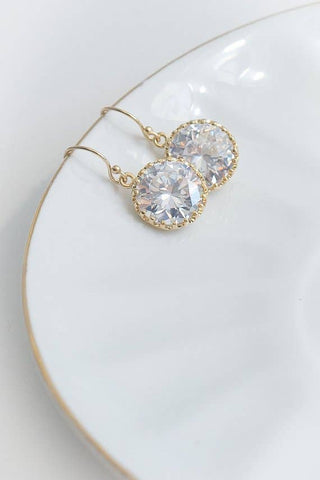 Gold Crystal Round Earrings