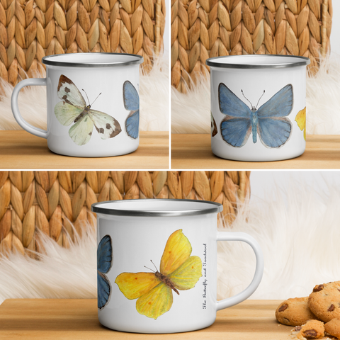 Butterflies Enamel Camp Mug