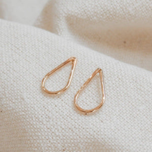Hammered Teardrop Stud Earrings | Gold
