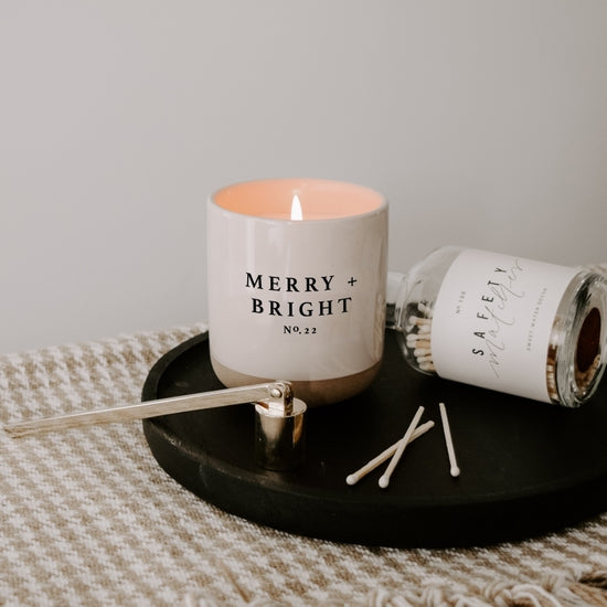 Cream Stoneware Candle | Merry + Bright