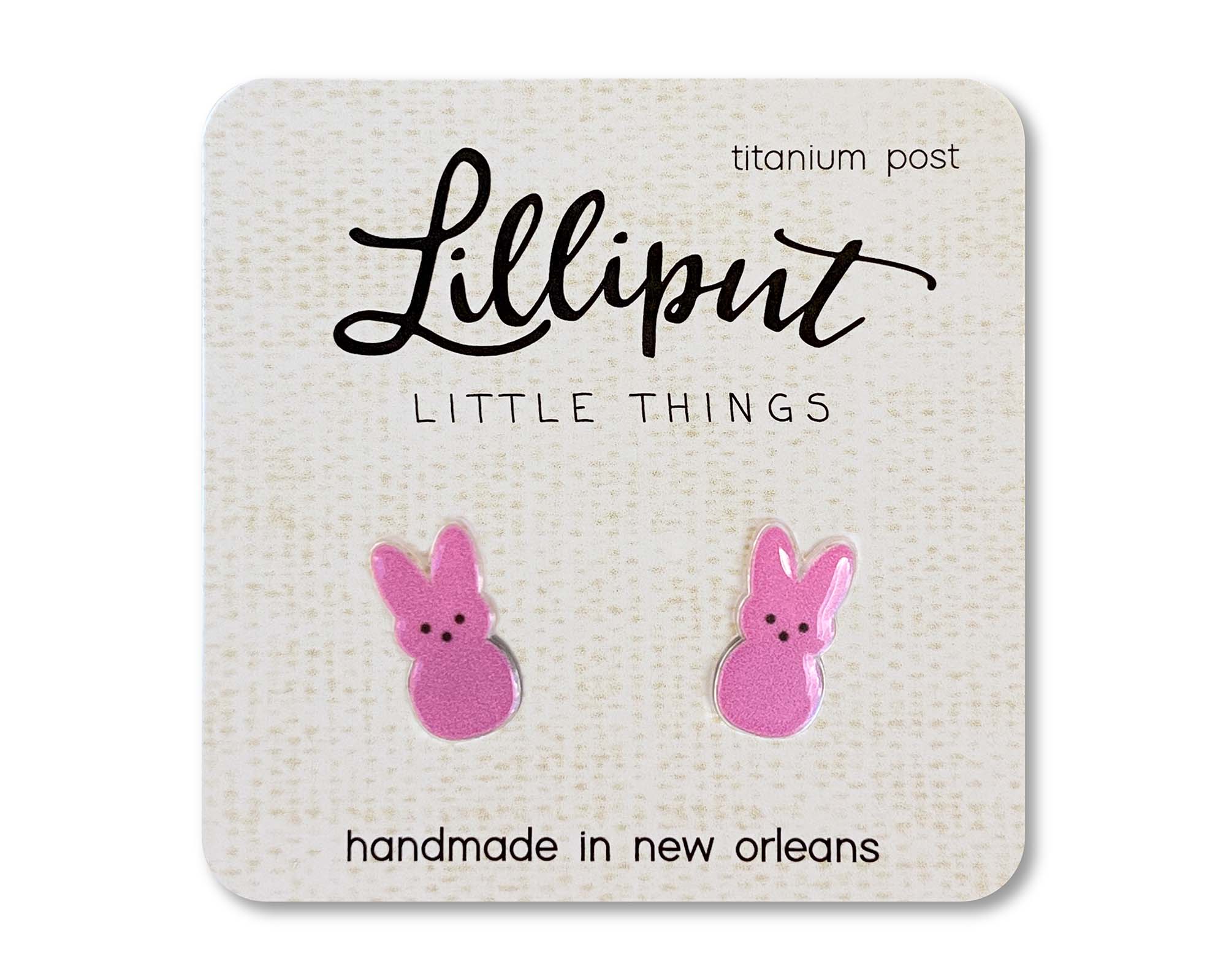 Marshmallow Easter Bunny Earrings: Pink