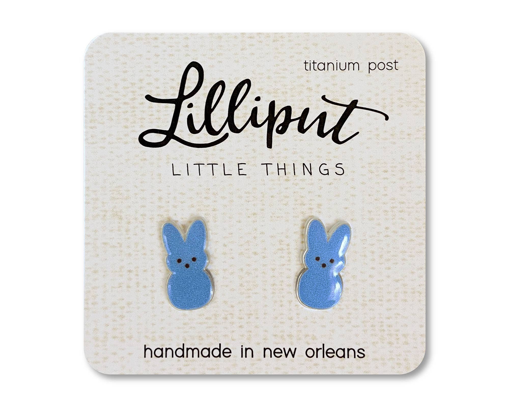 Marshmallow Easter Bunny Earrings: Blue