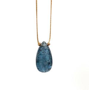 Teal Kyanite Faceted Teardrop Necklace: 16 inches