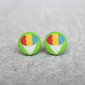 Rachel O's - Snow Cone Fabric Button Earrings