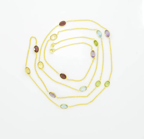 Long Necklace |  Multi Gemstone