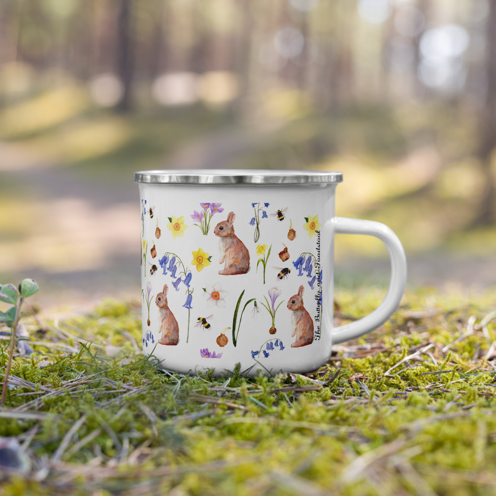 Spring Bunny Enamel Camp Mug
