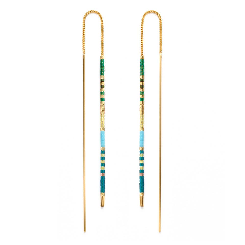 Miyuki Seed Bead Threader Earrings | Seashore