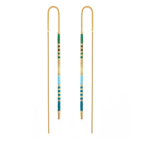 Miyuki Seed Bead Threader Earrings | Seashore