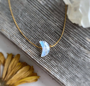 Moonstone Small Crescent Necklace