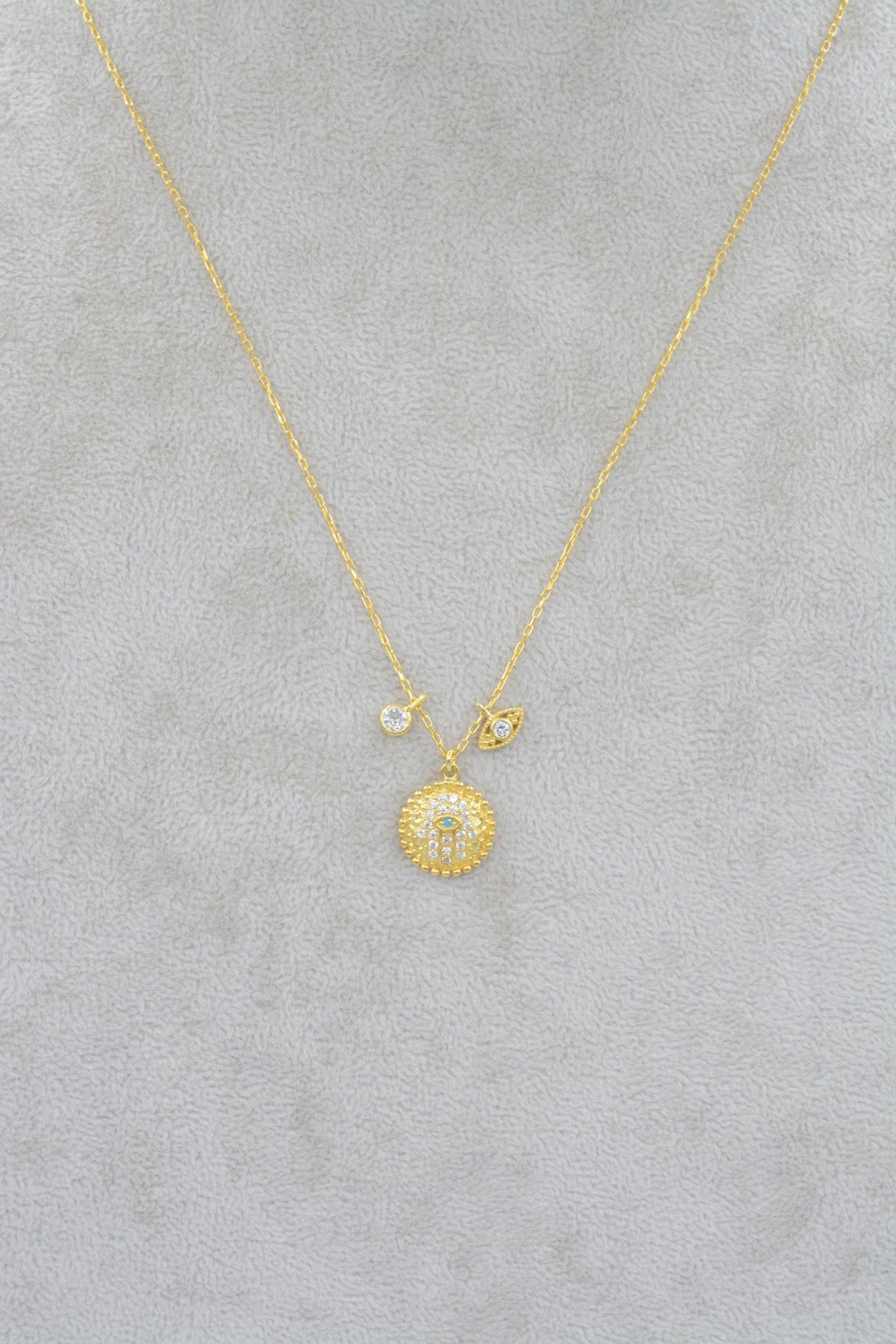 Gold Hamsa Multi Charm necklace