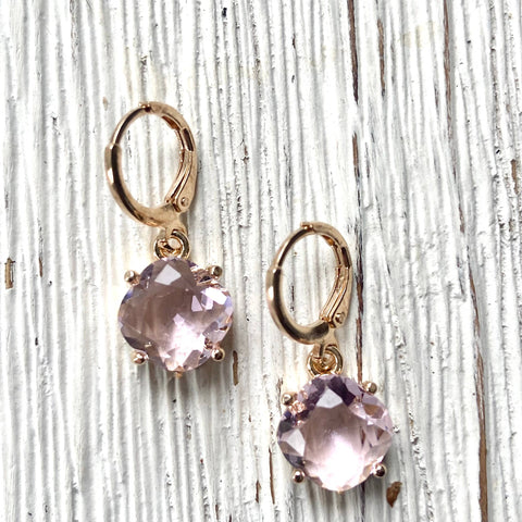 Pink Crystal Simple earrings