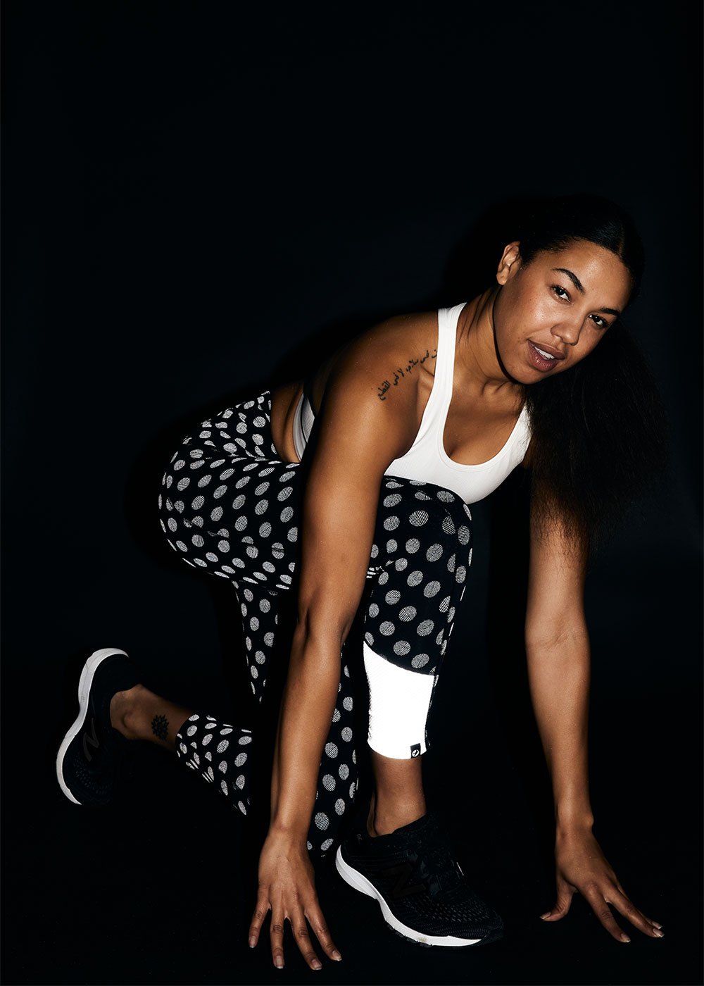 Firecracker Reflective 3/4 Tights | Black/Daring Dots