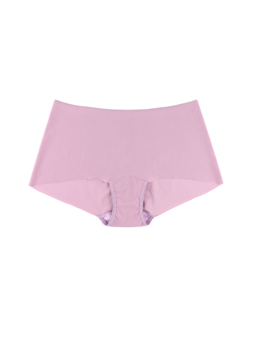 A pair of light pink boyshort underwear made from a microfiber knit fabric.