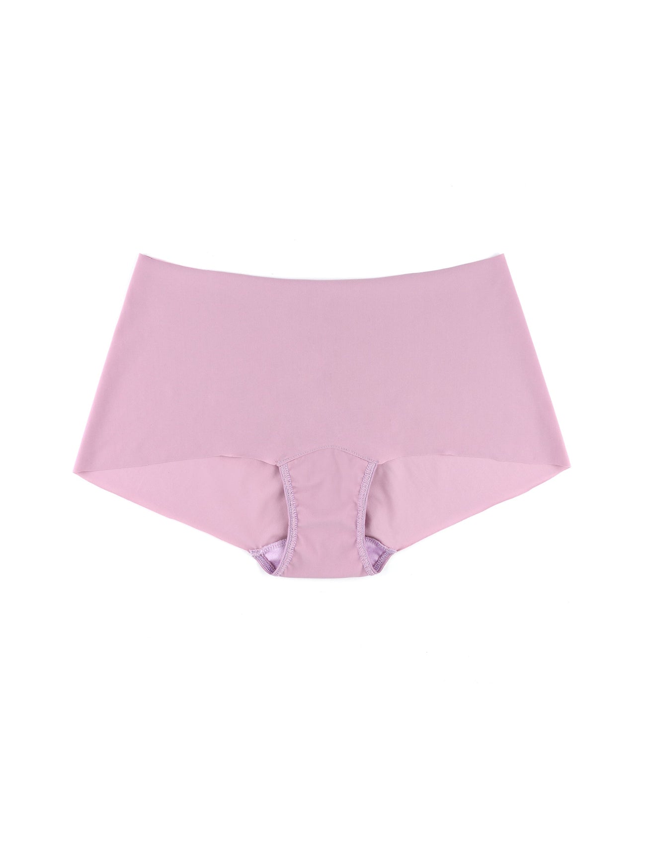 A pair of light pink boyshort underwear made from a microfiber knit fabric.