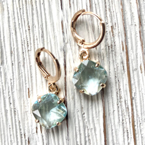 Aqua Blue Crystal Drop Earrings