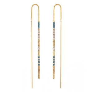 Miyuki Seed Bead Threader Earrings | Sky