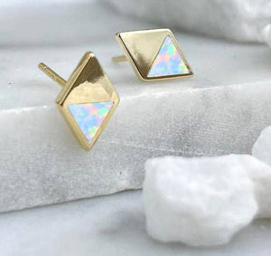 Opal Diamond Stud Earrings