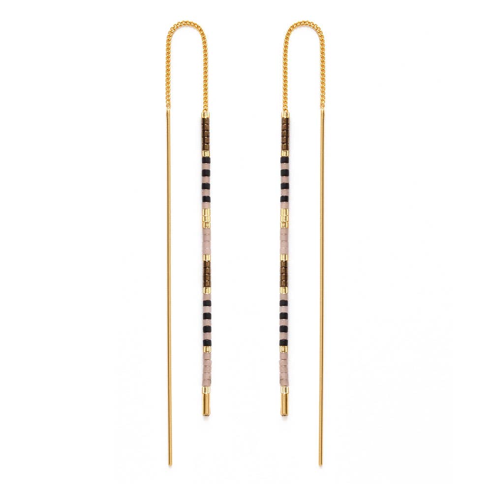 Miyuki Seed Bead Threader Earrings | Chocolate