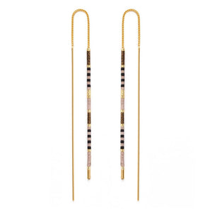 Miyuki Seed Bead Threader Earrings | Chocolate