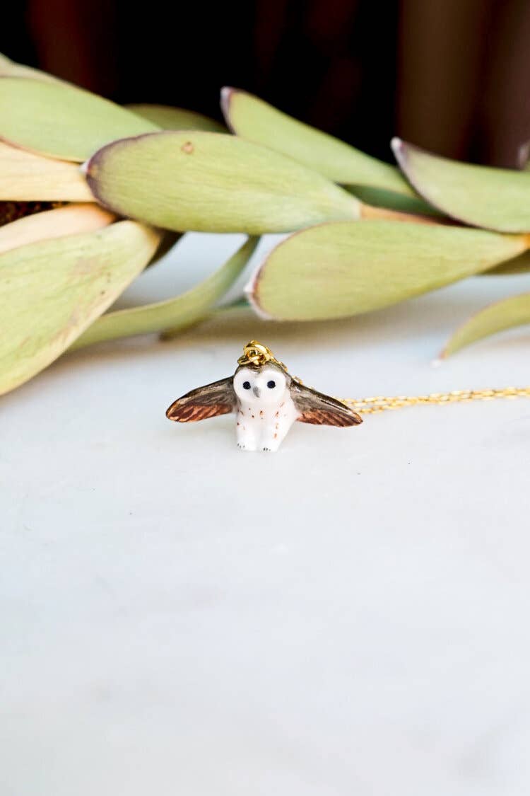 Tiny Barn Owl Necklace