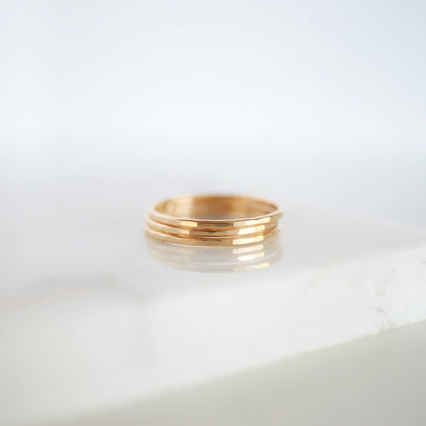 Hammered Skinny Rings | Gold