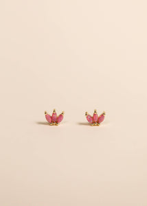 Opal Crown Stud Earrings | Pink