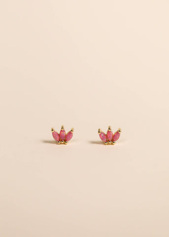 Opal Crown Stud Earrings | Pink