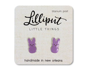 Marshmallow Easter Bunny Earrings: Purple