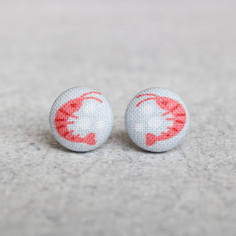 Shrimp Fabric Button Earrings