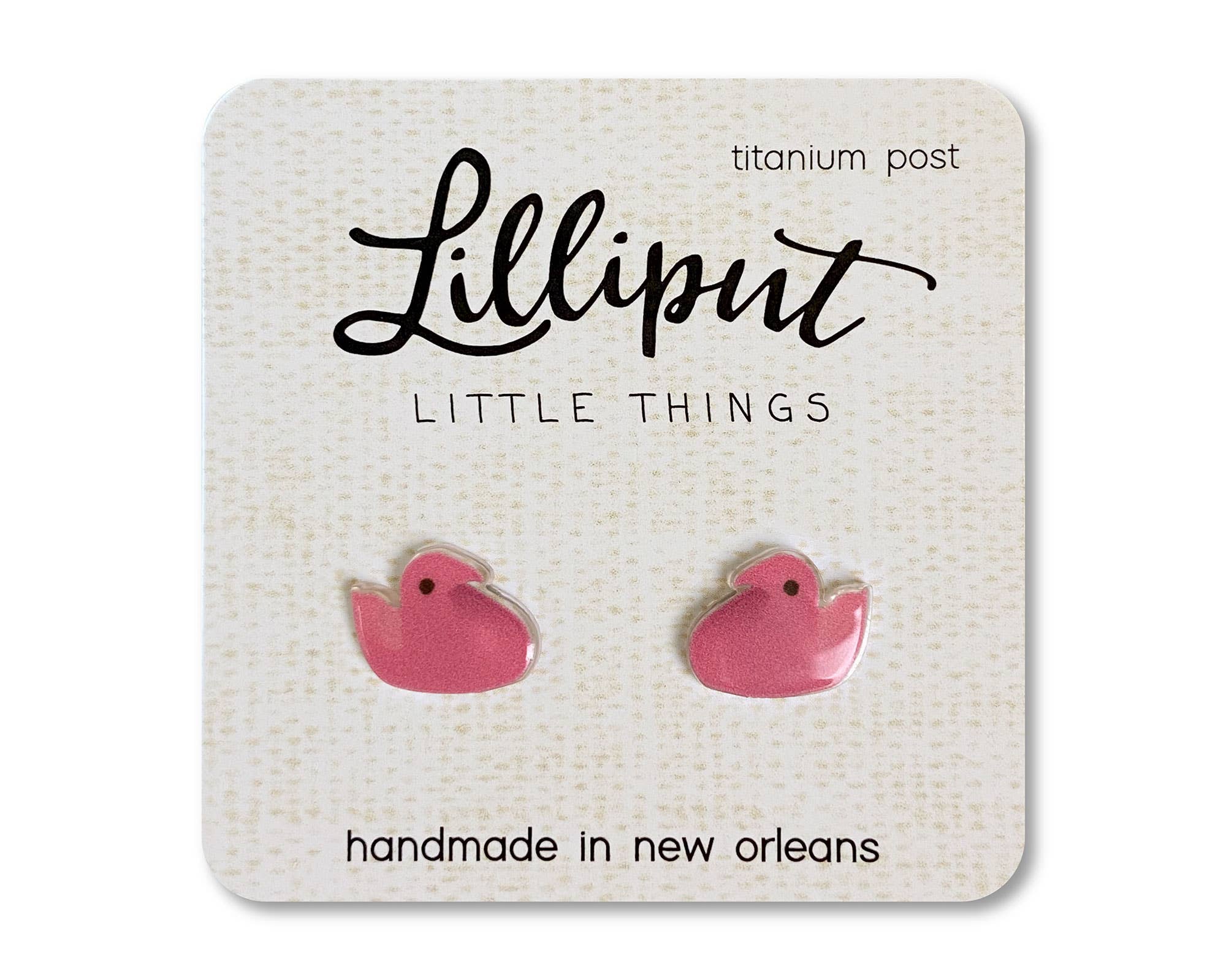 Marshmallow Chick Earrings: Pink