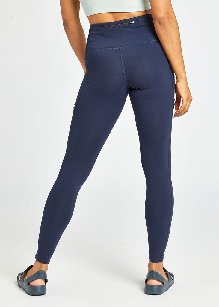 DryMove™ Pocket-detail sports tights - Steel blue - Ladies